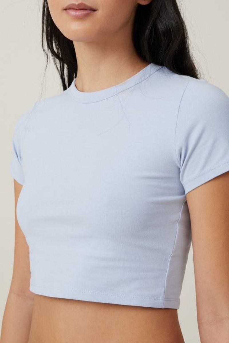 Camiseta Cotton On Micro Crop Mujer Azules | nrFucvydqRq