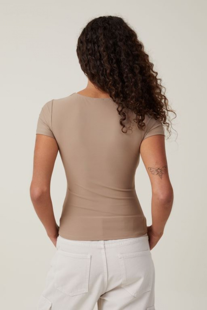 Camiseta Cotton On Smooth Crew Neck Mujer Beige | VWycOWt1Gj8