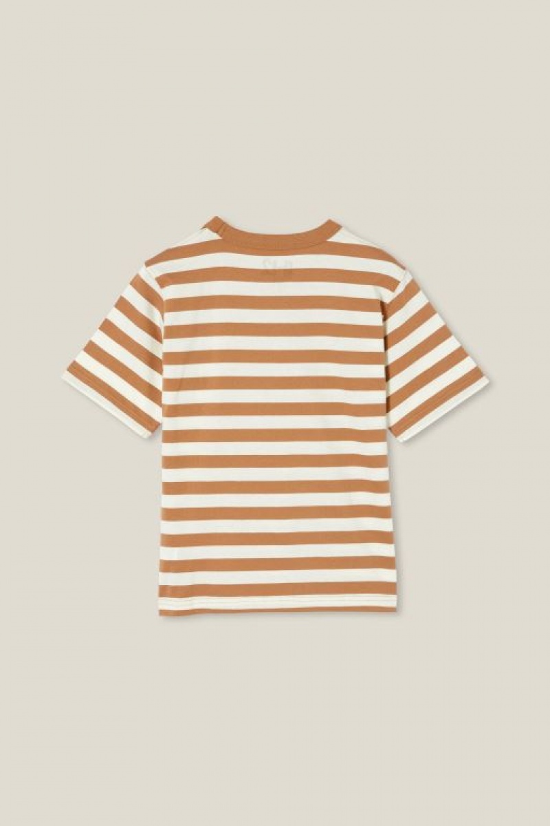 Camiseta Cotton On The Eddy Essential Corta Sleeve Niño Marrones Amarillo Claro Rayadas | UuCrjfrGIG7