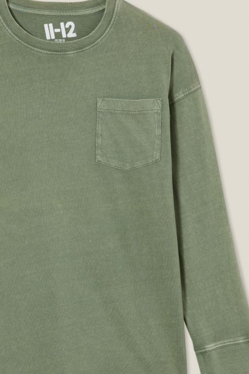 Camiseta Cotton On The Eddy Essential Long Sleeve Niño Verde Azules | vcnFQN3M2dU