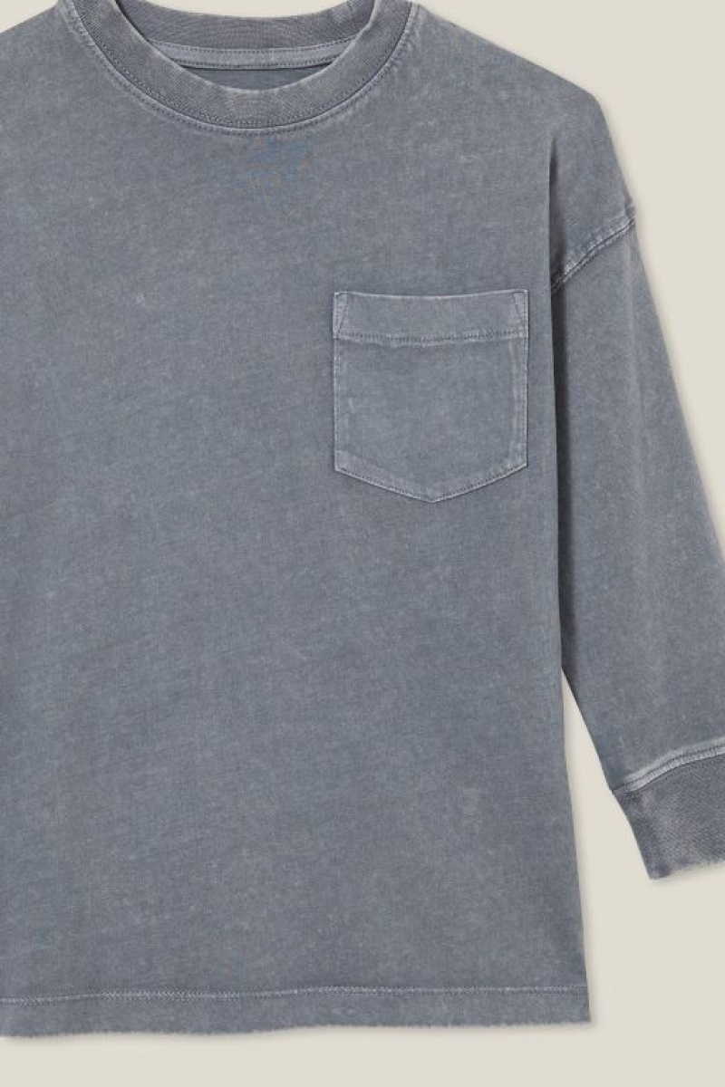 Camiseta Cotton On The Essential Long Sleeve Niño Gris Azules | DXoRYgXC3l0