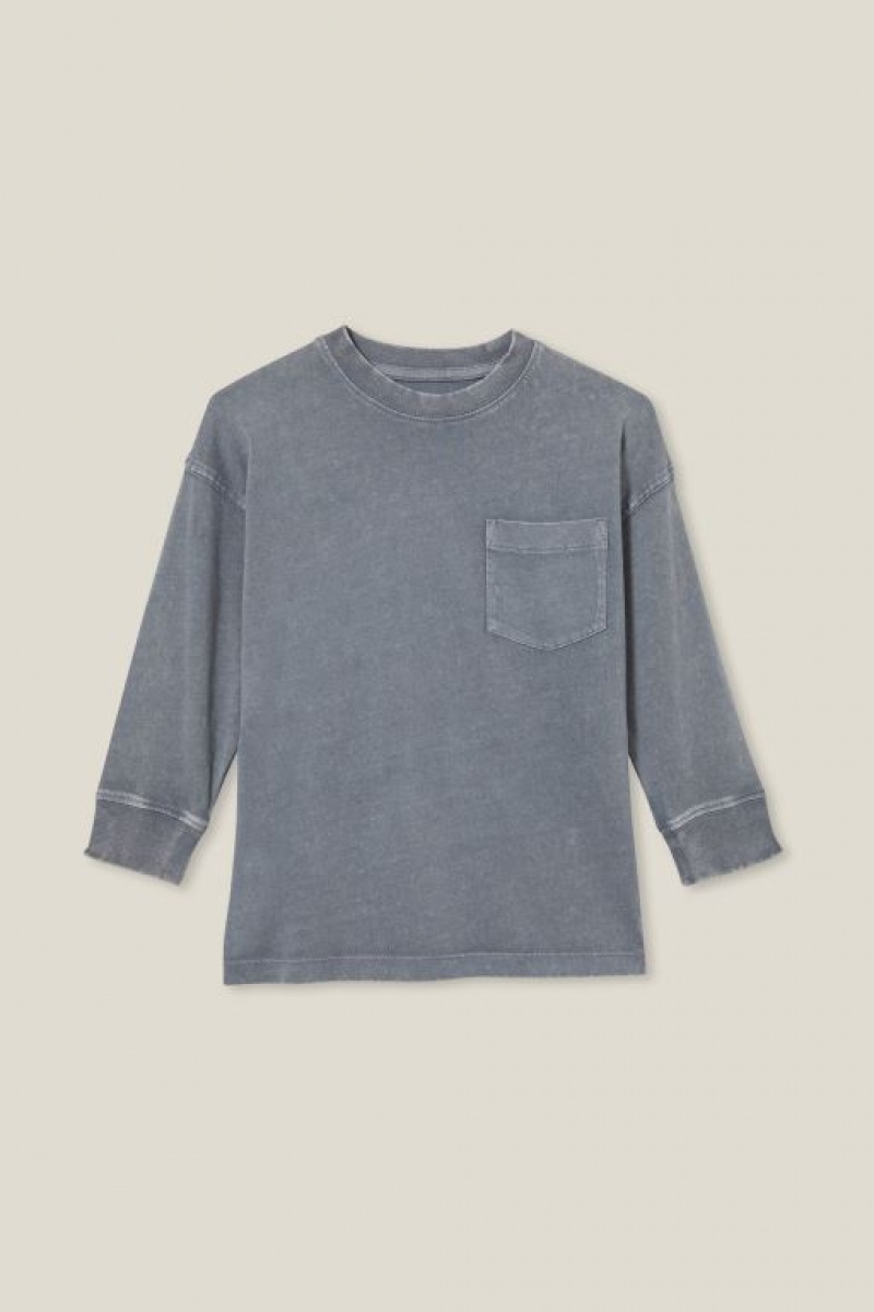 Camiseta Cotton On The Essential Long Sleeve Niño Gris Azules | DXoRYgXC3l0