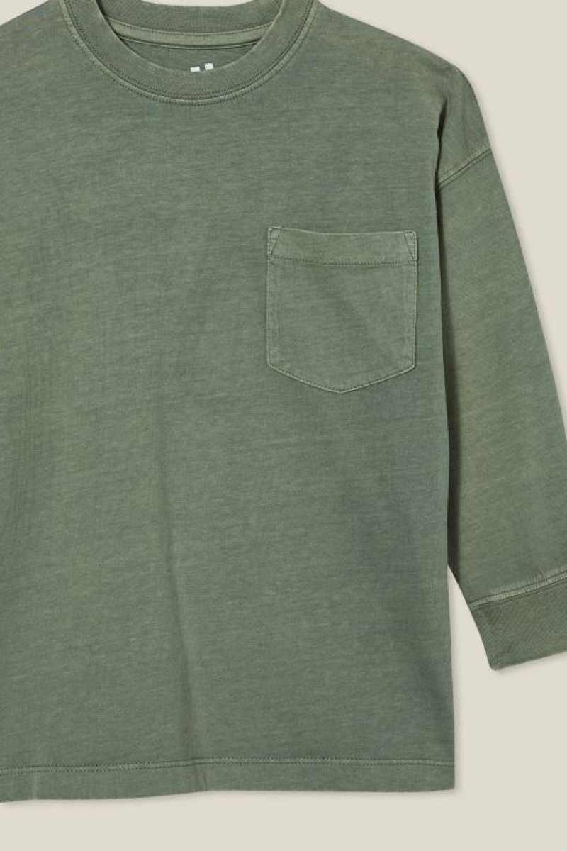 Camiseta Cotton On The Essential Long Sleeve Niño Verde Azules | M2zEbODBQMi