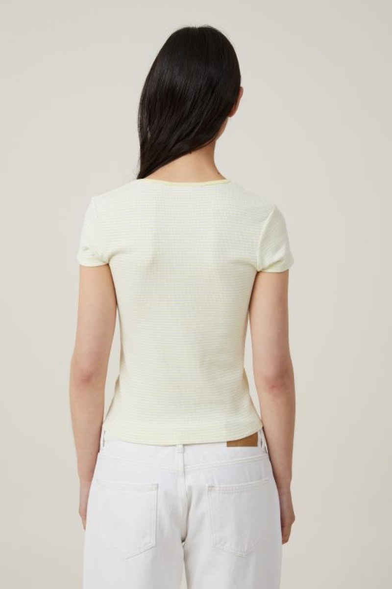 Camiseta Cotton On The One Organic Rib Crew Corta Sleeve Mujer Rayadas Blancas | 9gRBJnuCBmc