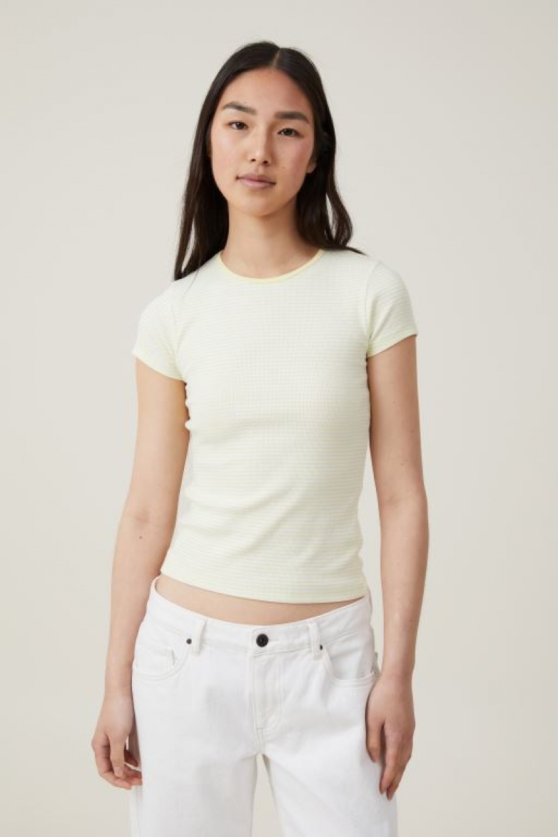 Camiseta Cotton On The One Organic Rib Crew Corta Sleeve Mujer Rayadas Blancas | 9gRBJnuCBmc