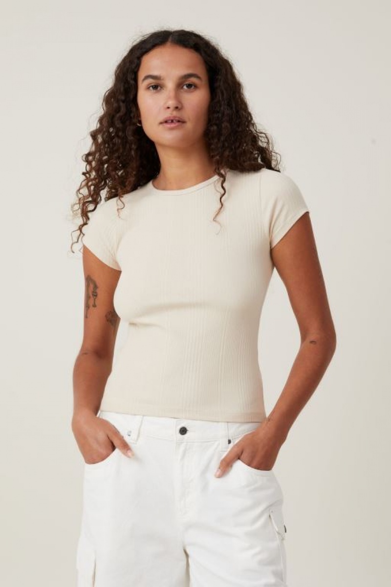 Camiseta Cotton On The One Organic Variegated Rib Crew Corta Sleeve Mujer Gris | iC9wPNATAl8