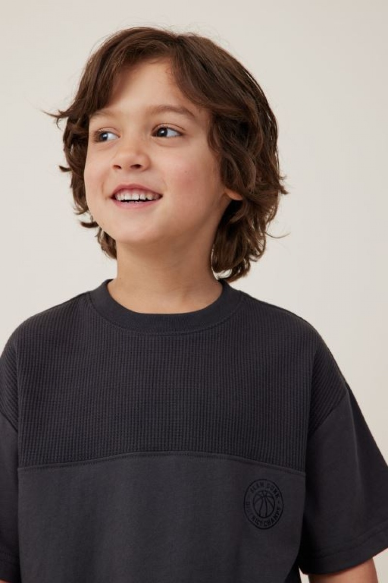 Camiseta Cotton On Walter Spliced Waffle Corta Sleeve Niño Phantom | pza81eMI7Su