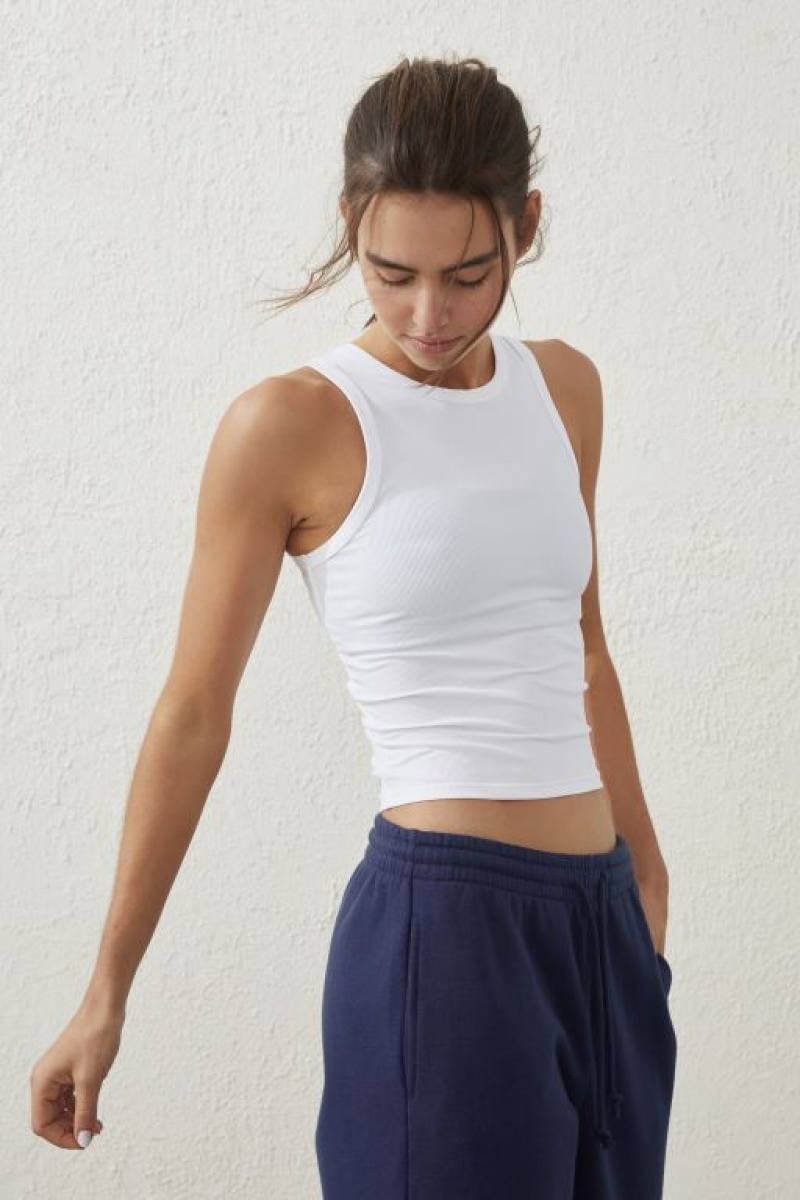 Camiseta Tirantes Cotton On Active Rib Mujer Blancas | JK1gCMQ27bN