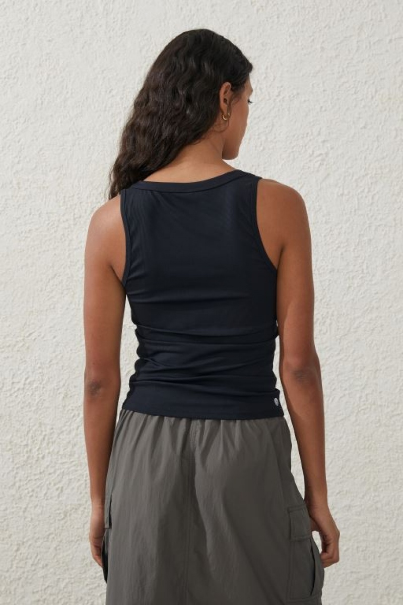 Camiseta Tirantes Cotton On Active Rib Scoop Mujer Negras | k2dDt7KfDRU