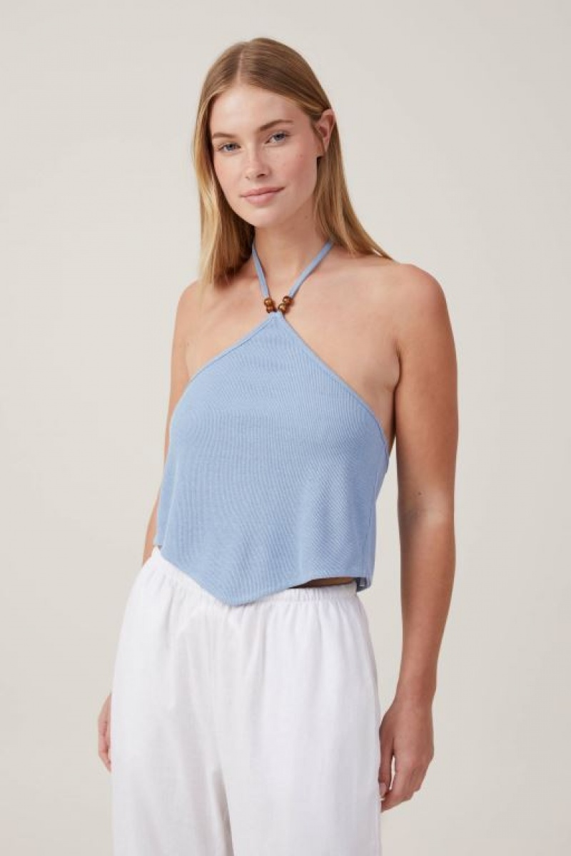 Camiseta Tirantes Cotton On Cassie Beaded Halter Mujer Azules | NLfn2YO1lx6