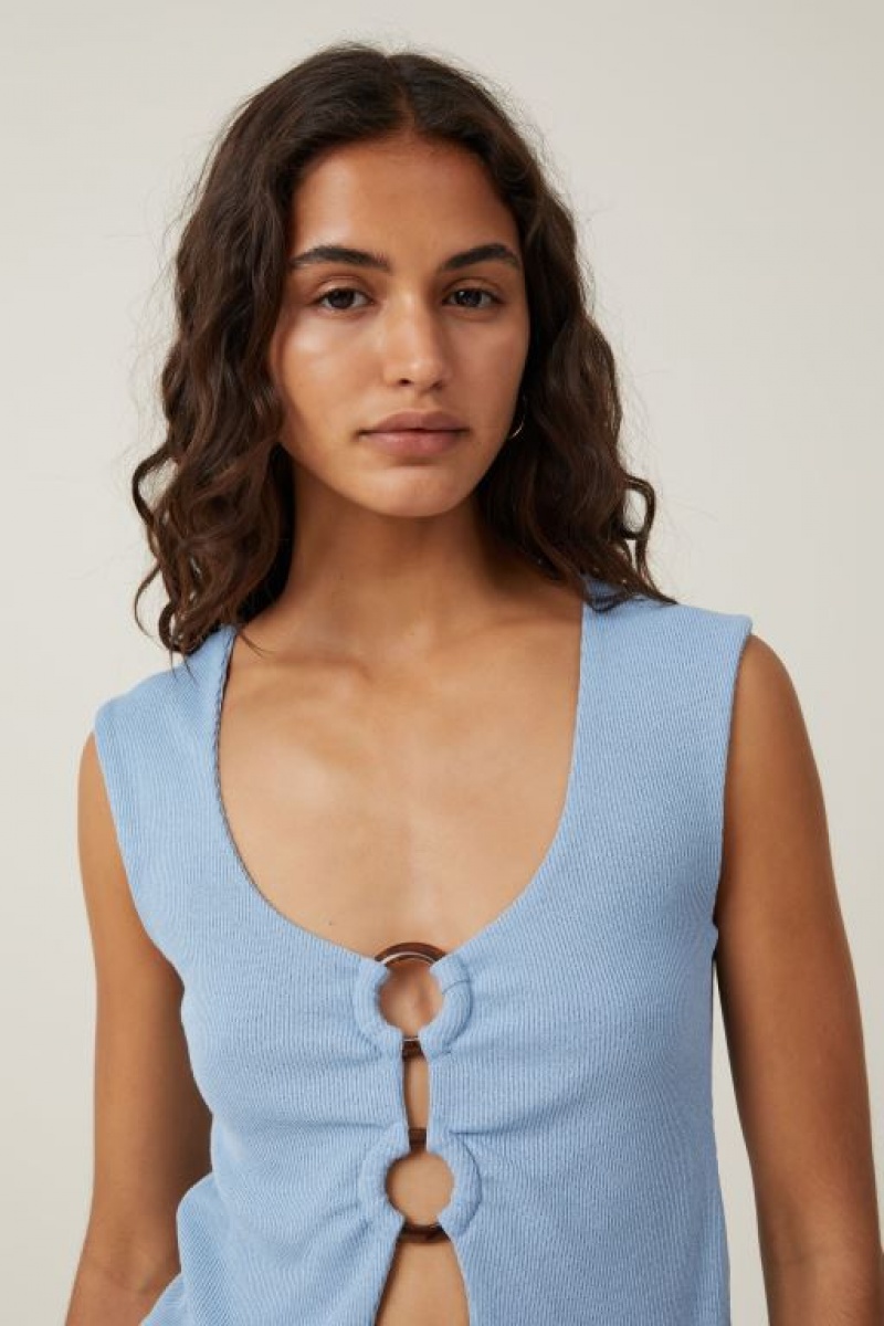 Camiseta Tirantes Cotton On Cassie Ring Front Mujer Azules | fwlwXREzrga