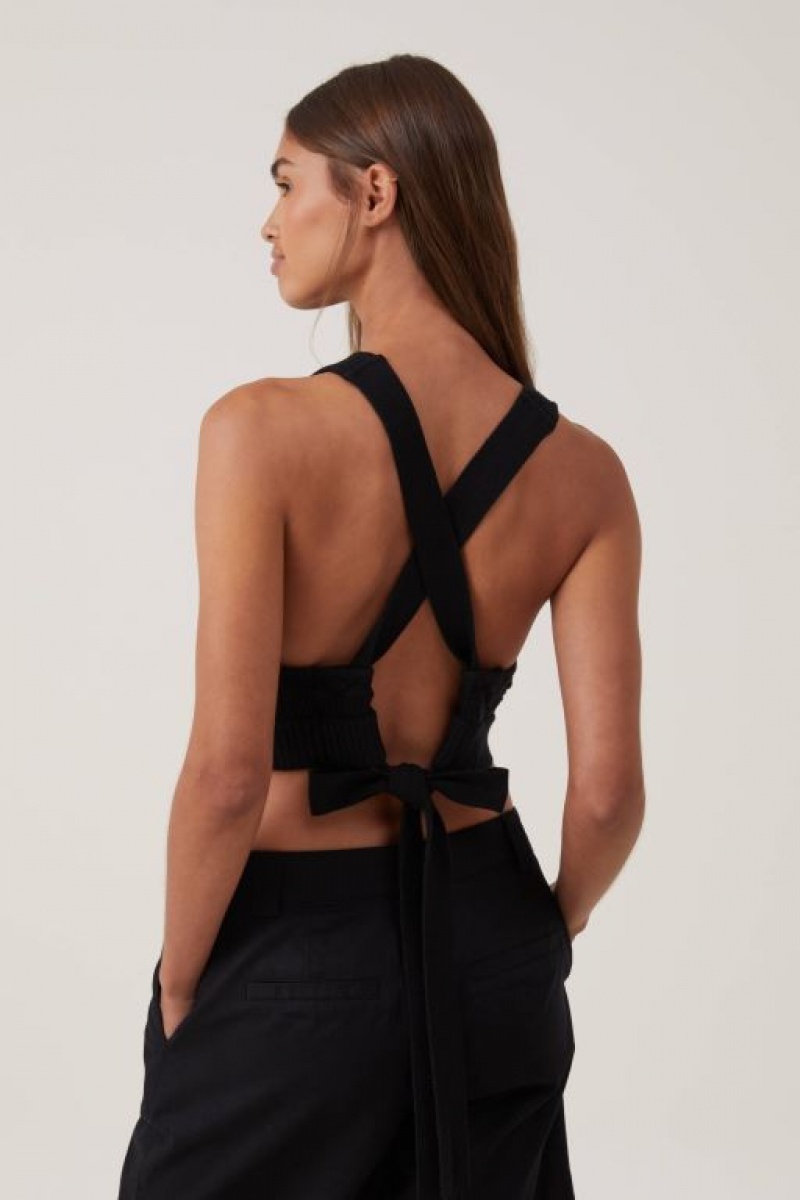 Camiseta Tirantes Cotton On Criss Cross Back Mujer Negras | FfsAQPMHzhE