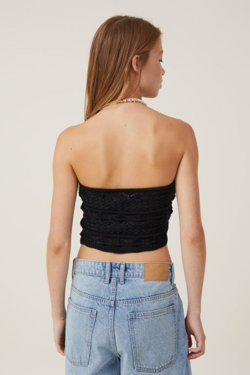 Camiseta Tirantes Cotton On Crochet Bandeau Mujer Negras | tHGE7jTcjpR