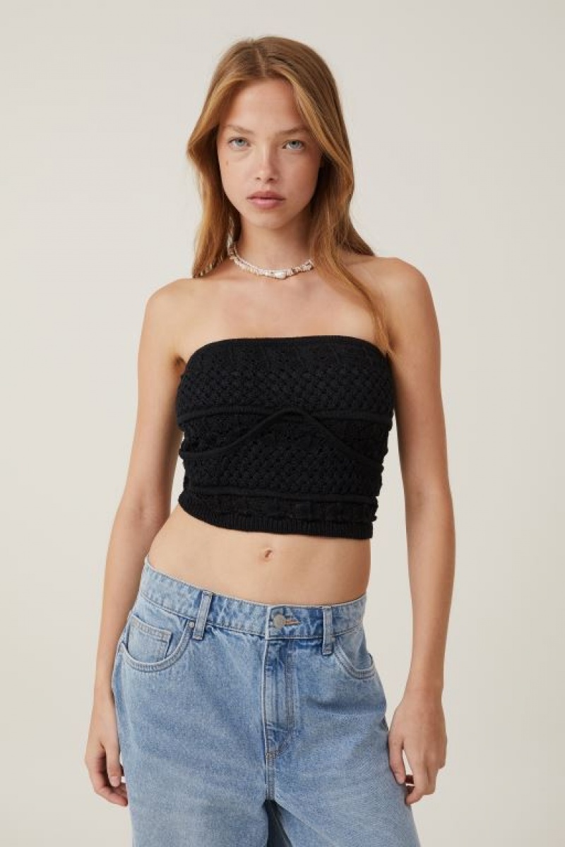 Camiseta Tirantes Cotton On Crochet Bandeau Mujer Negras | tHGE7jTcjpR