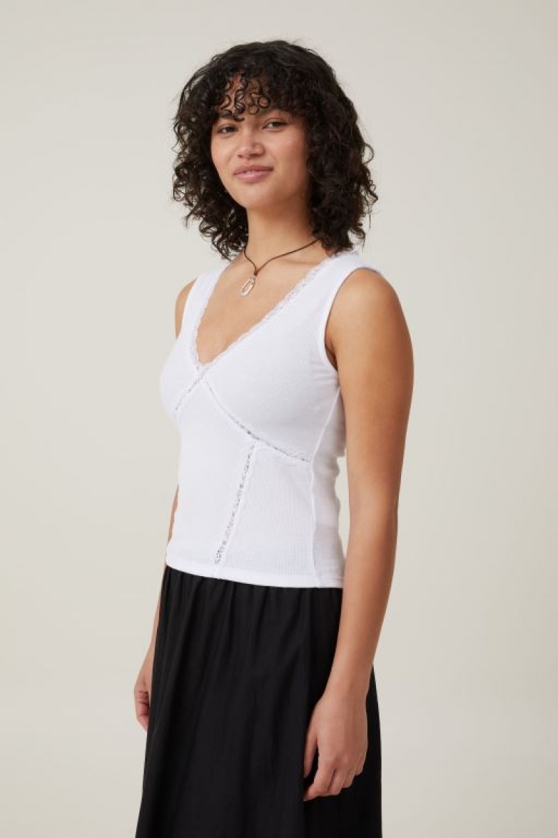 Camiseta Tirantes Cotton On Daisy Encaje Trim Mujer Blancas | DwMvTg0fzlL