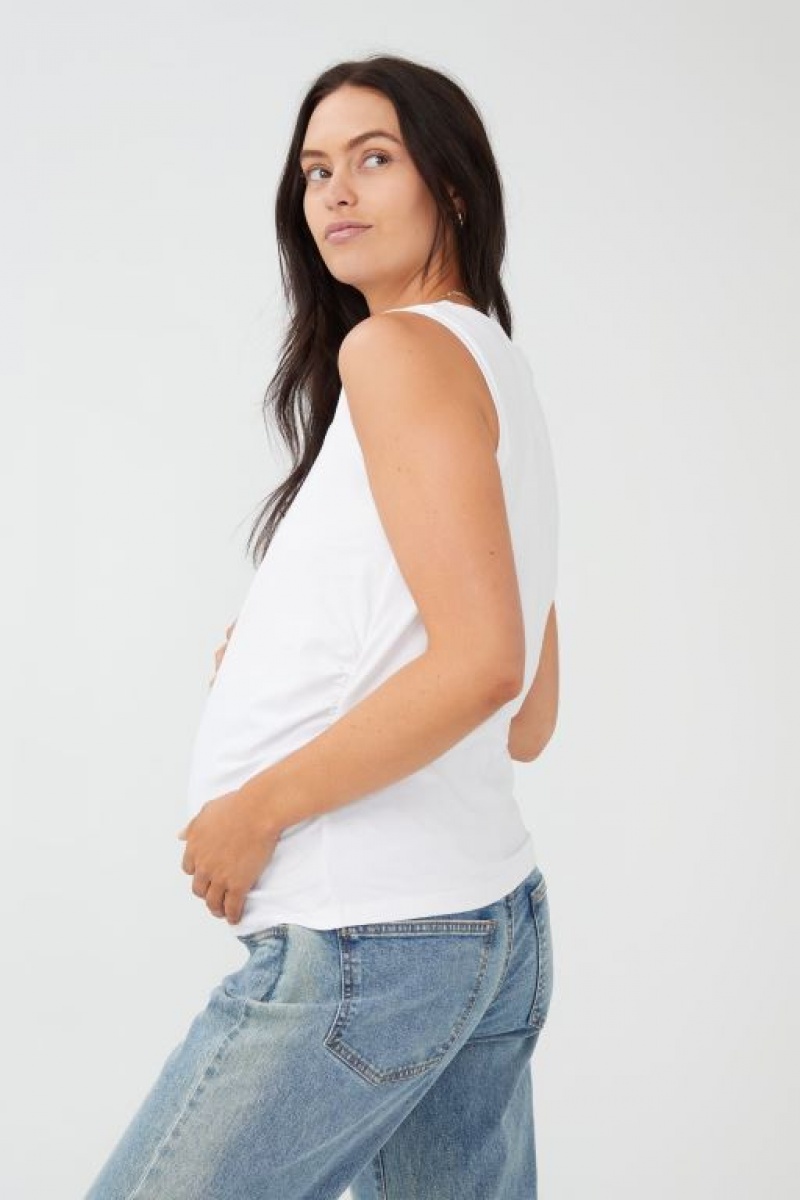 Camiseta Tirantes Cotton On Maternity Everyday Gathered Side Mujer Blancas | aNjG3yuQaAt