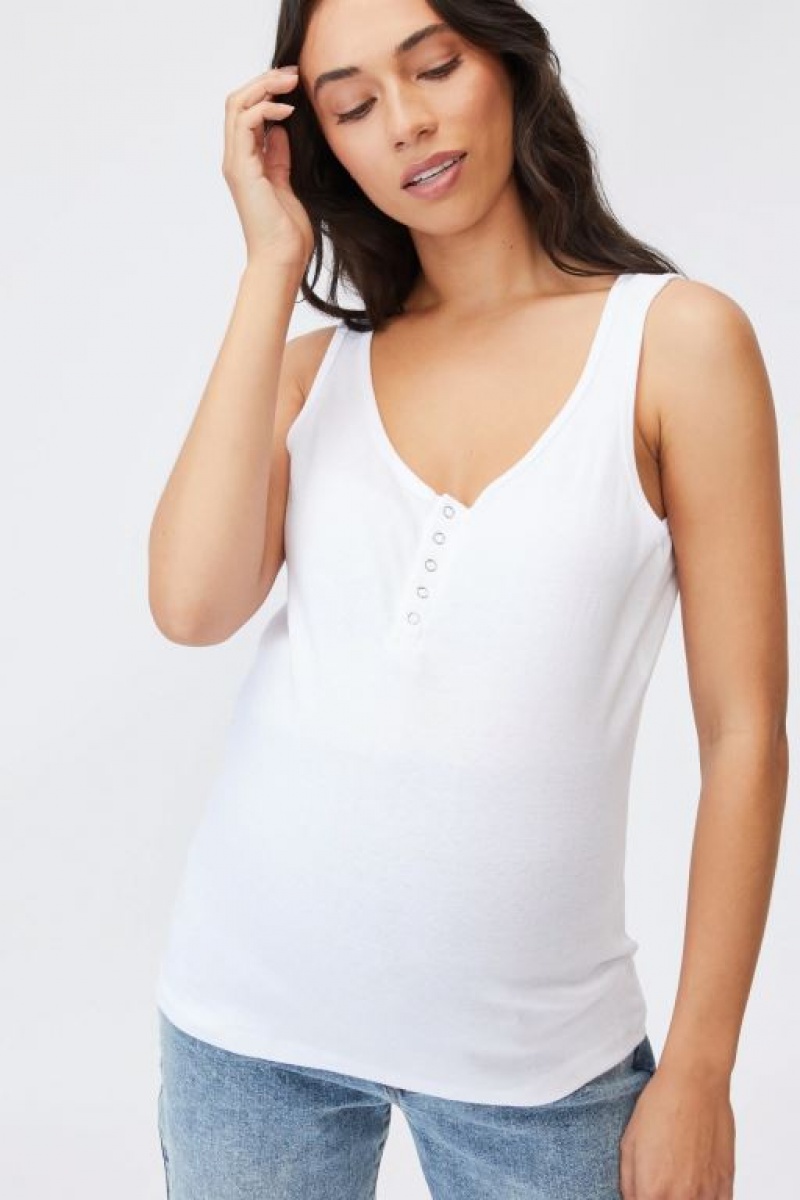 Camiseta Tirantes Cotton On Maternity Henley Sin Manga Mujer Blancas | MxtOHYjIrlf