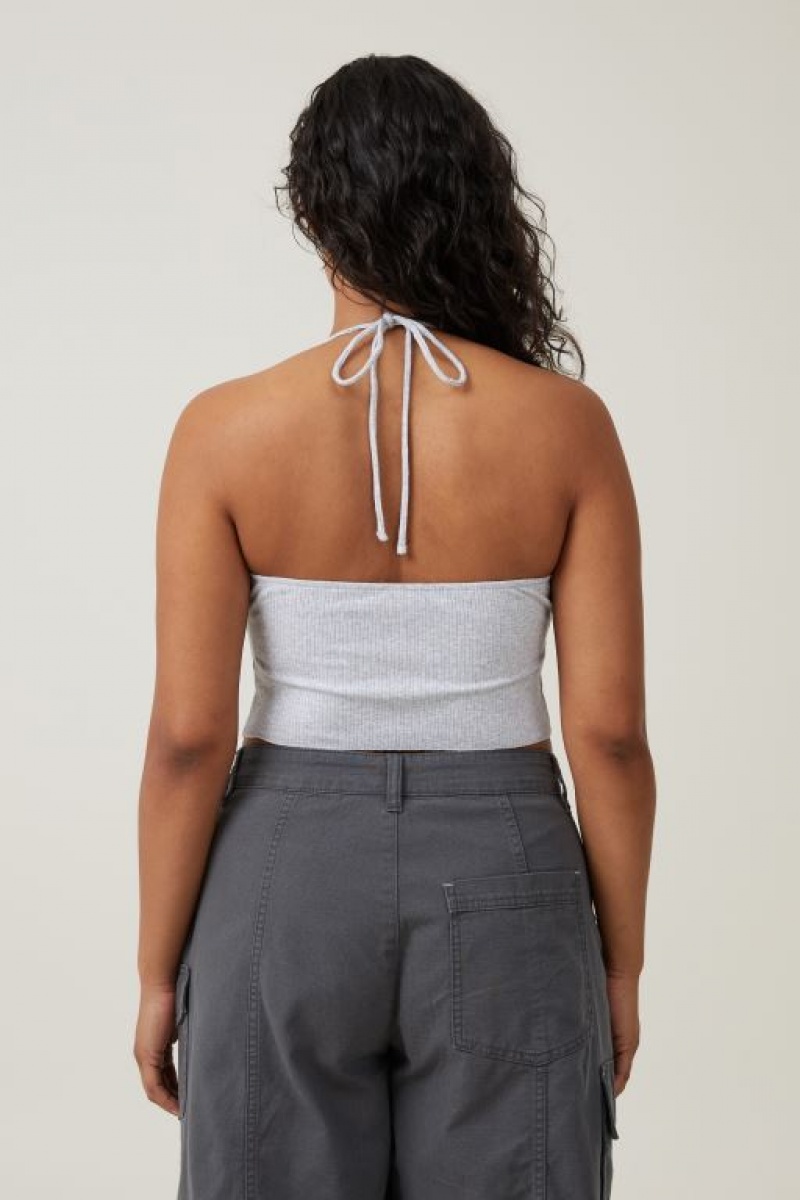 Camiseta Tirantes Cotton On Mia Tie Front Halter Mujer Gris | 9z2YIKYq5MF