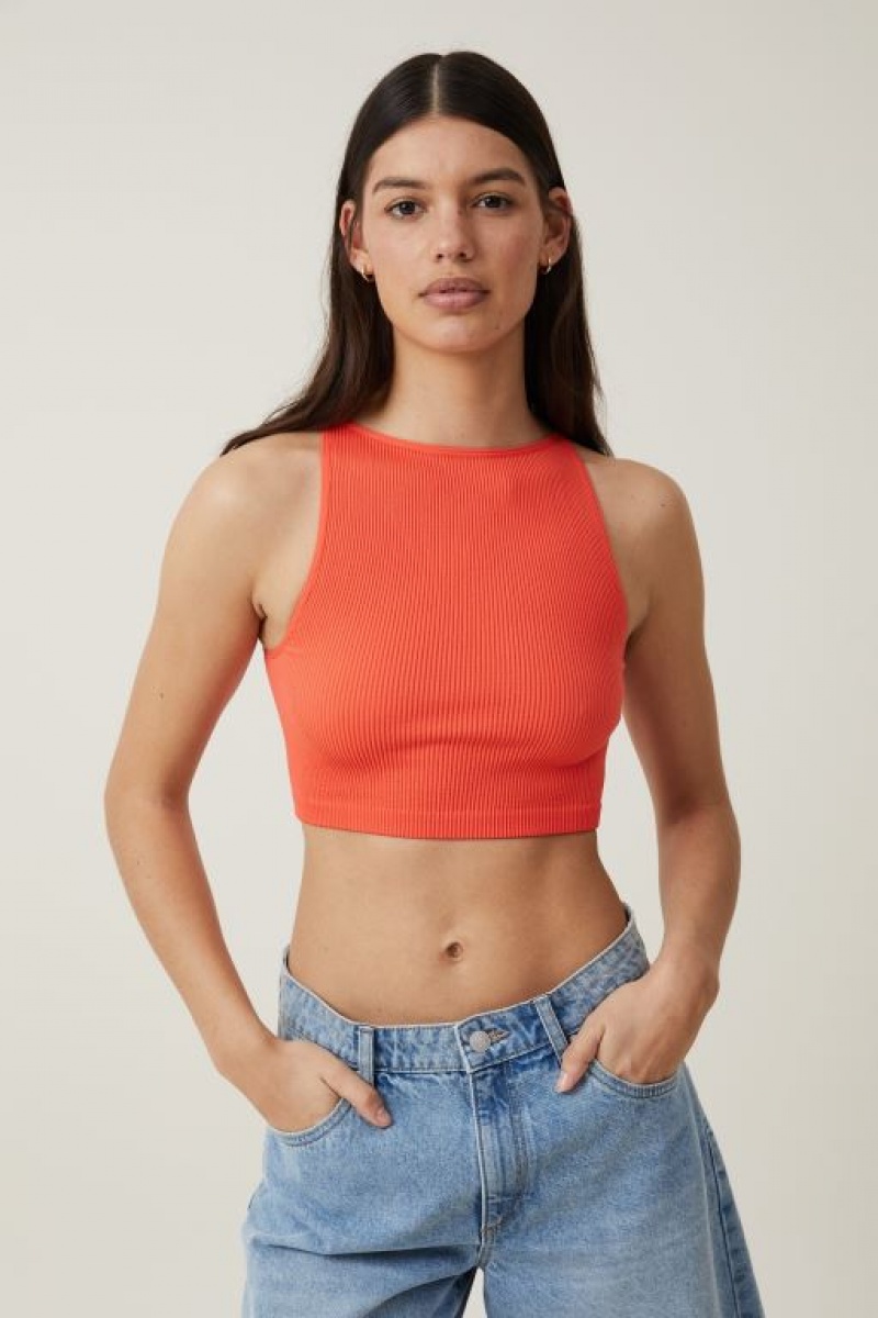 Camiseta Tirantes Cotton On Seamless Benni High Neck Mujer Coral | jZPCd55CGSv