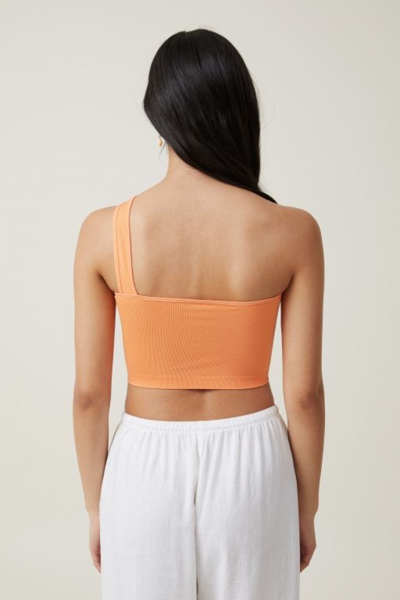 Camiseta Tirantes Cotton On Seamless One Shoulder Micro Crop Mujer Coral | LheB294jwqp