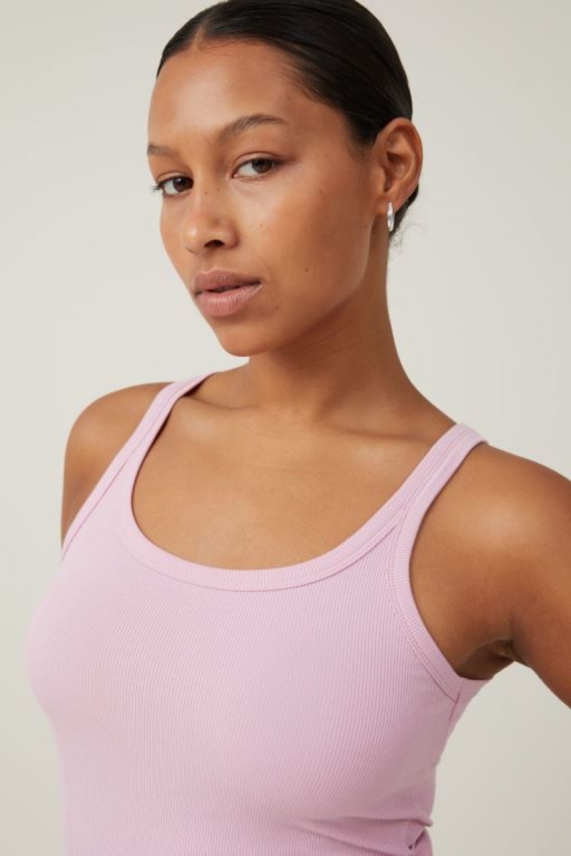 Camiseta Tirantes Cotton On Staple Rib Scoop Neck Mujer Roseberry | s8P9SfBBaxr