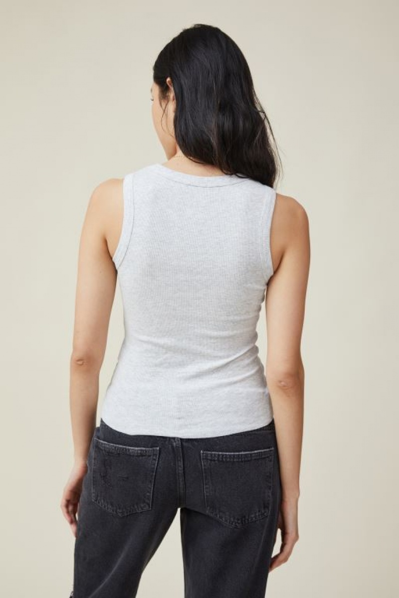 Camiseta Tirantes Cotton On The One Organic Rib Scoop Mujer Gris Claro | TiMUJ2U79u2