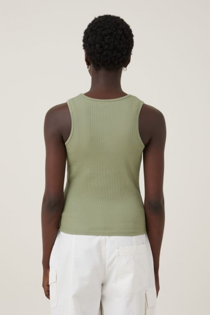 Camiseta Tirantes Cotton On The One Organic Rib Racer Mujer Kaki | 08rWVokYTXo