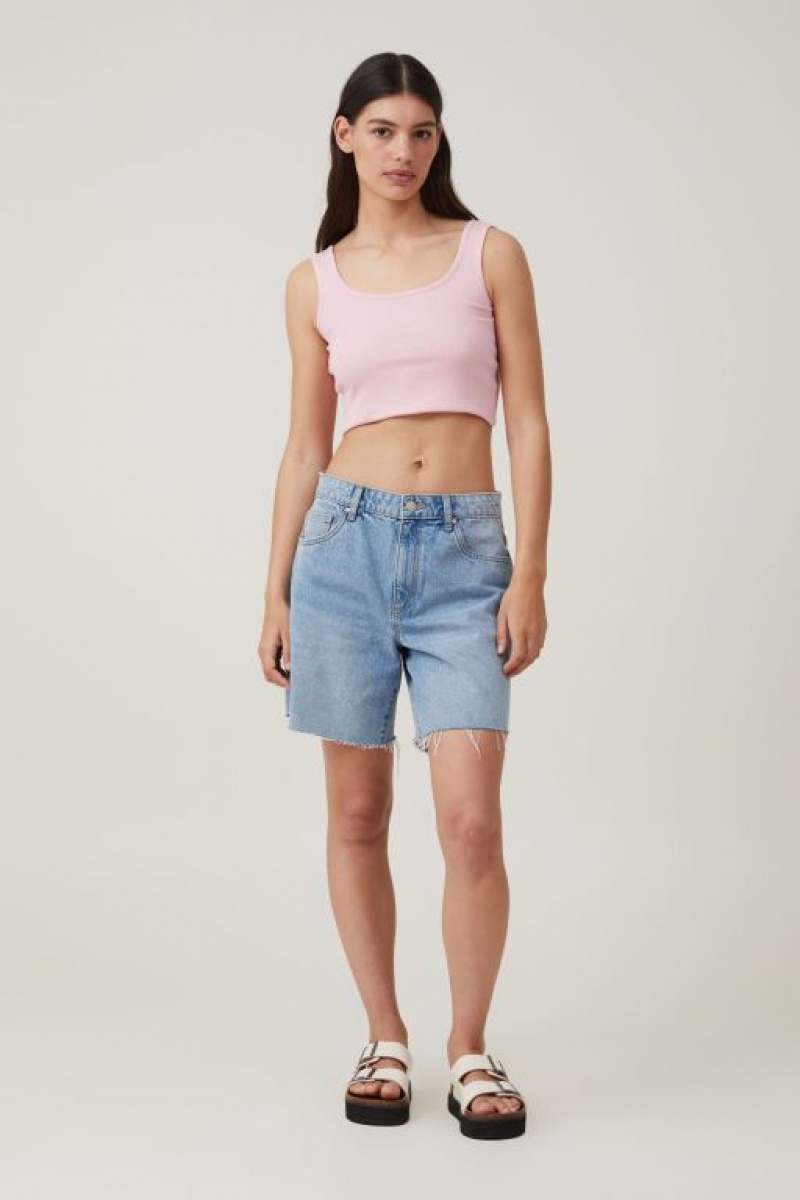 Camiseta Tirantes Cotton On The One Organic Rib Crop Mujer Rosas | tnwNlZgIS0d