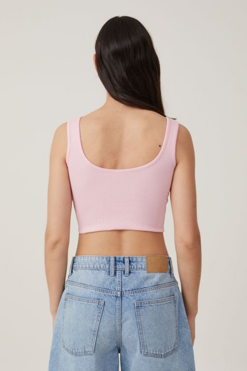 Camiseta Tirantes Cotton On The One Organic Rib Crop Mujer Rosas | tnwNlZgIS0d