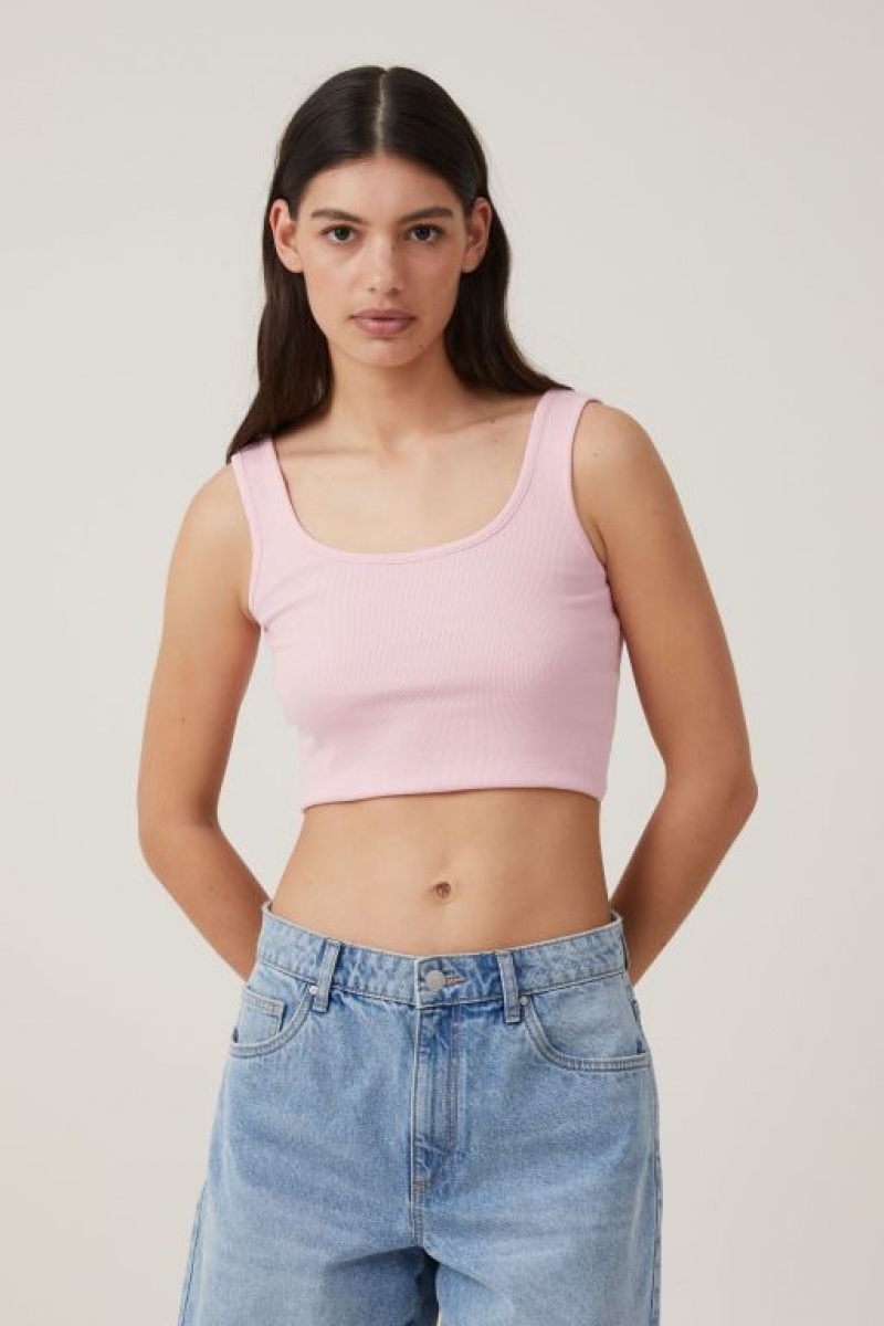 Camiseta Tirantes Cotton On The One Organic Rib Crop Mujer Rosas | tnwNlZgIS0d