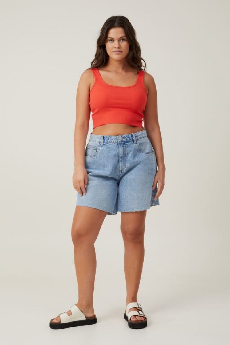 Camiseta Tirantes Cotton On The One Organic Rib Crop Mujer Coral | XamSnOANLct