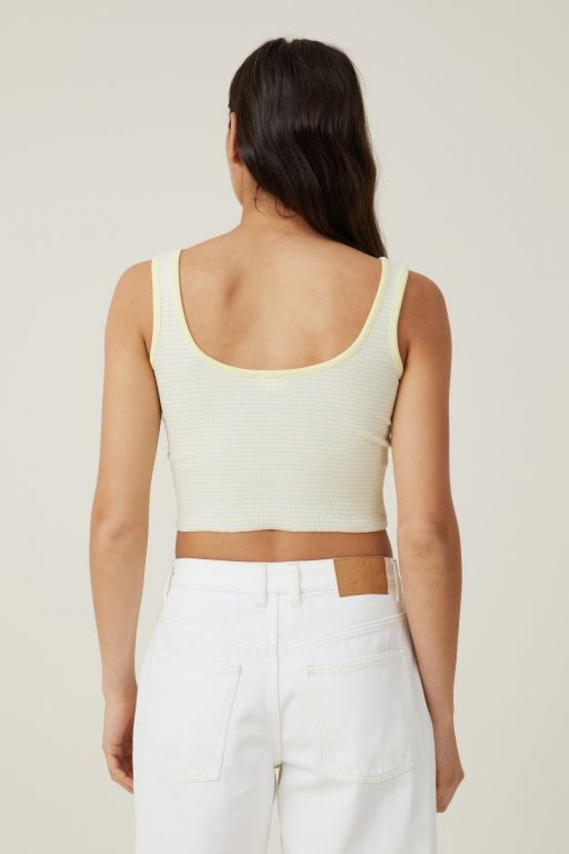 Camiseta Tirantes Cotton On The One Organic Rib Crop Mujer Rayadas Blancas | VWGhp4v1ceG