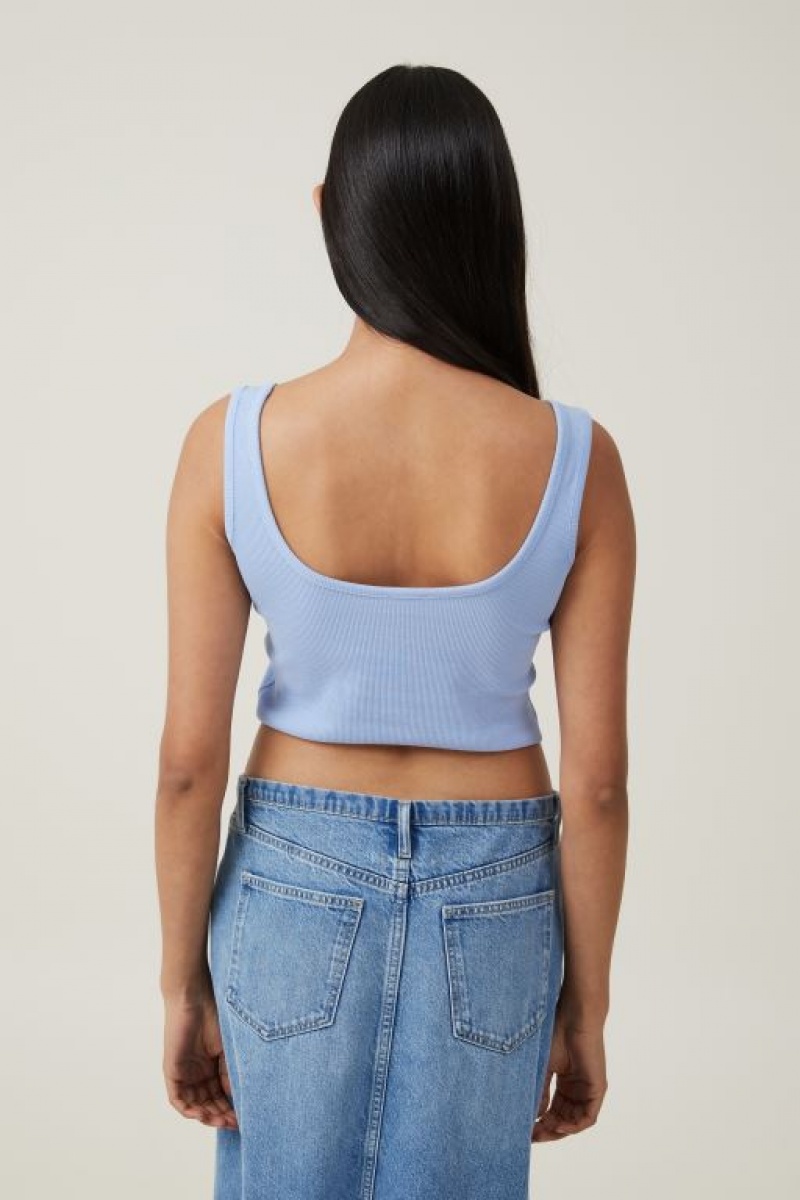 Camiseta Tirantes Cotton On The One Organic Rib Crop Mujer Azules | 0zRuokTa2WN