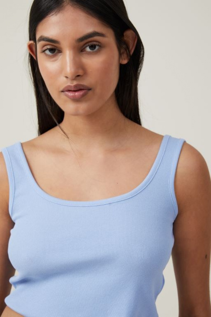 Camiseta Tirantes Cotton On The One Organic Rib Crop Mujer Azules | 0zRuokTa2WN