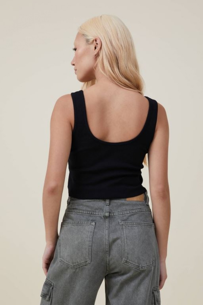 Camiseta Tirantes Cotton On The One Organic Rib Crop Mujer Negras | lX88kYhKsWW