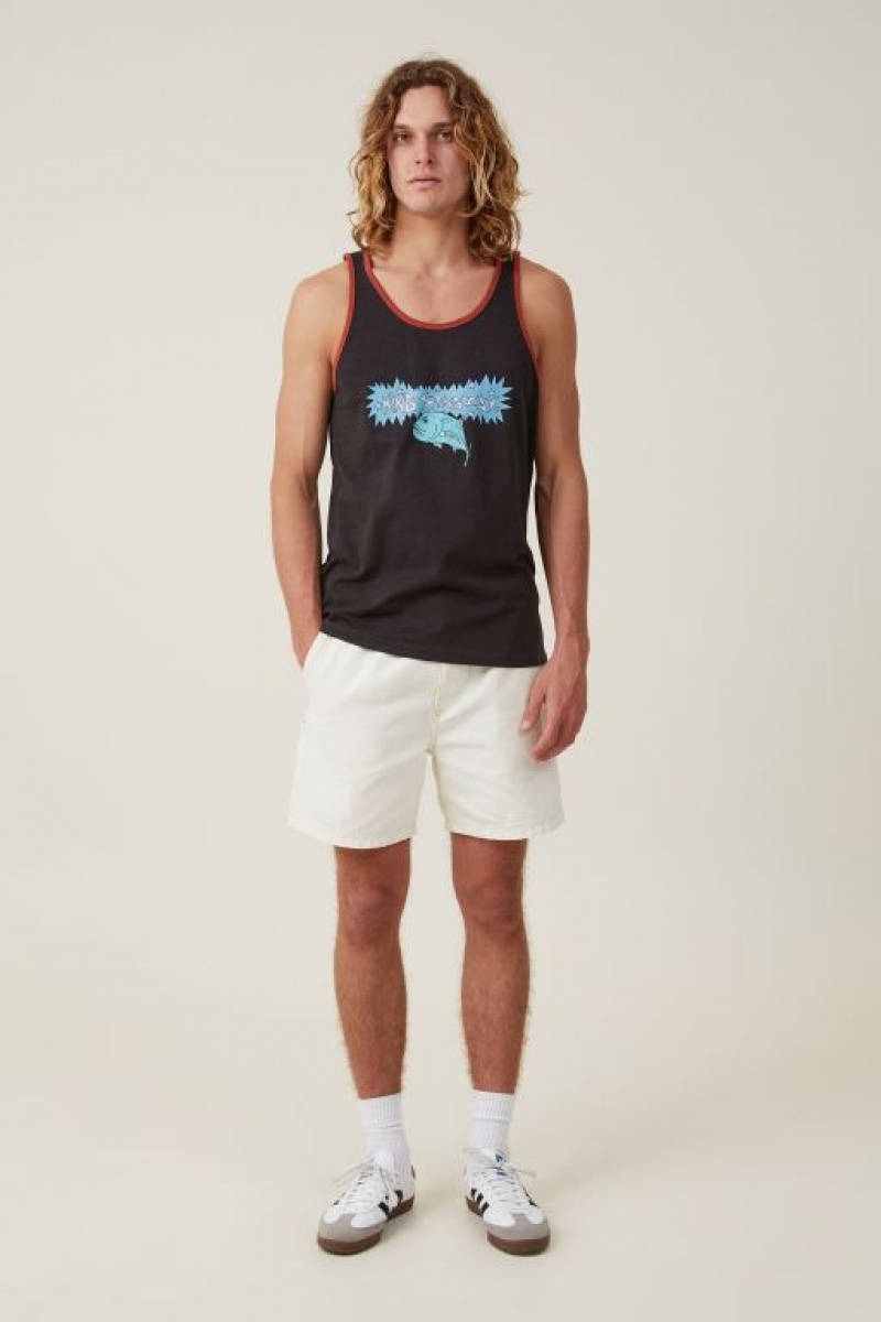 Camisetas Estampadas Cotton On King Stingray Ringer Tank Hombre Negras | gNjgyoWN5VU