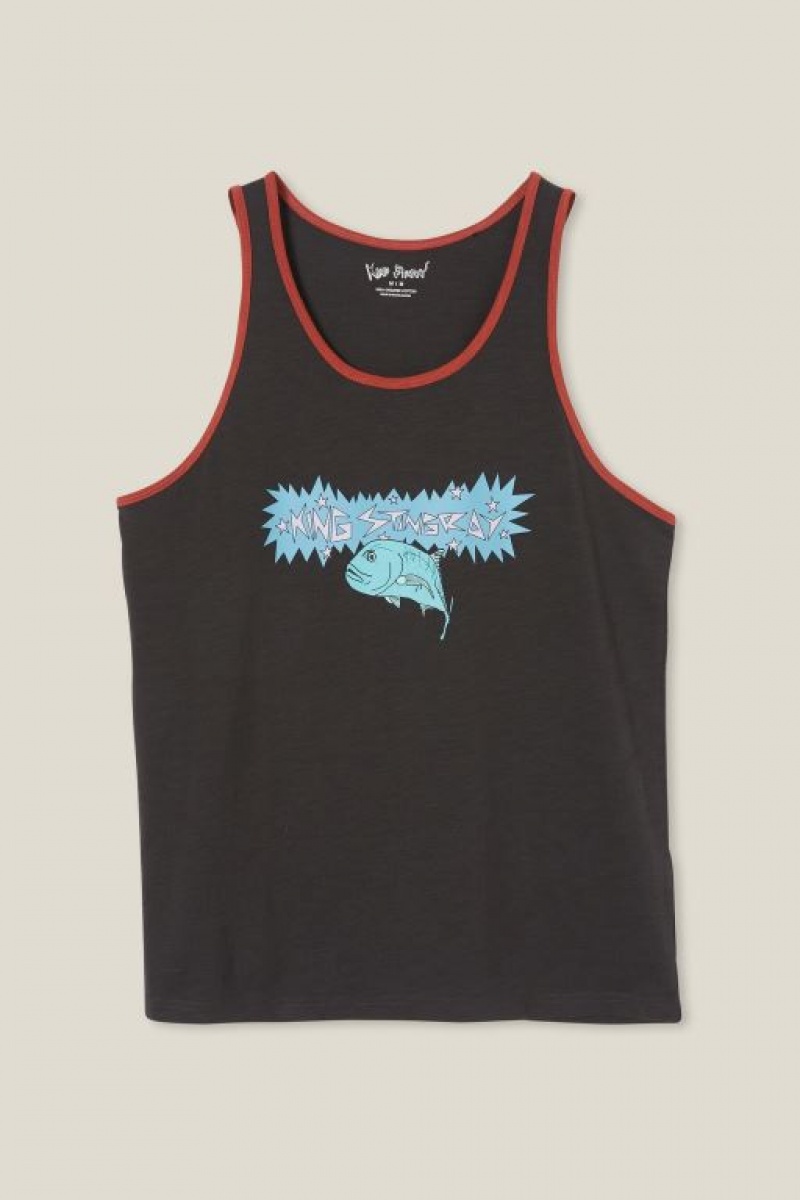 Camisetas Estampadas Cotton On King Stingray Ringer Tank Hombre Negras | gNjgyoWN5VU