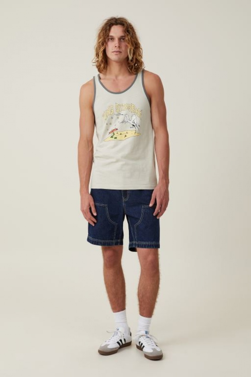 Camisetas Estampadas Cotton On King Stingray Ringer Tank Hombre Blancas | GXhozAQRInW