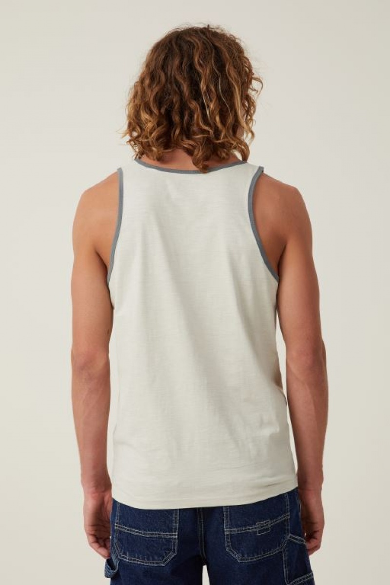 Camisetas Estampadas Cotton On King Stingray Ringer Tank Hombre Blancas | GXhozAQRInW