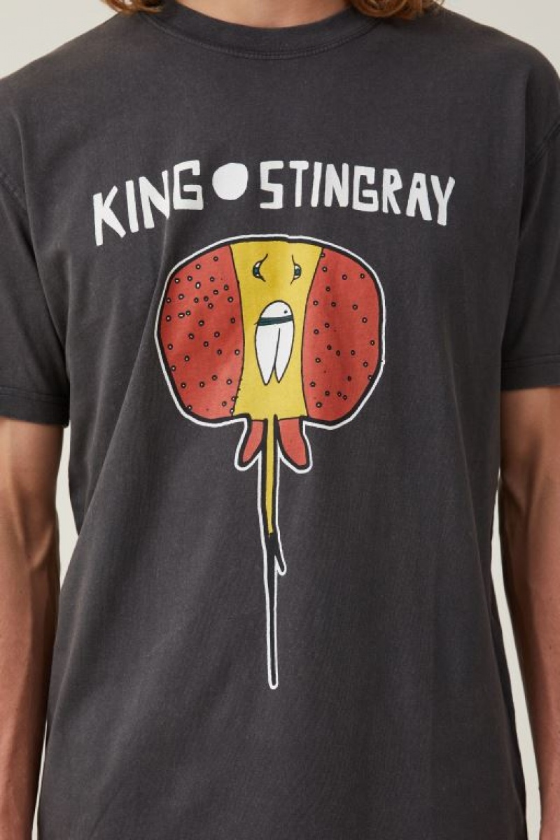 Camisetas Estampadas Cotton On King Stingray Loose Fit Hombre Negras | SVu7RvzB1ec