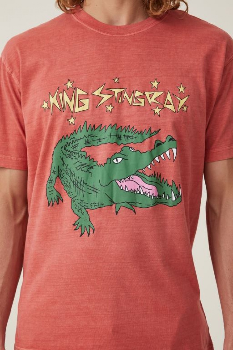 Camisetas Estampadas Cotton On King Stingray Loose Fit Hombre Rojas | EMRrhDNxEDV