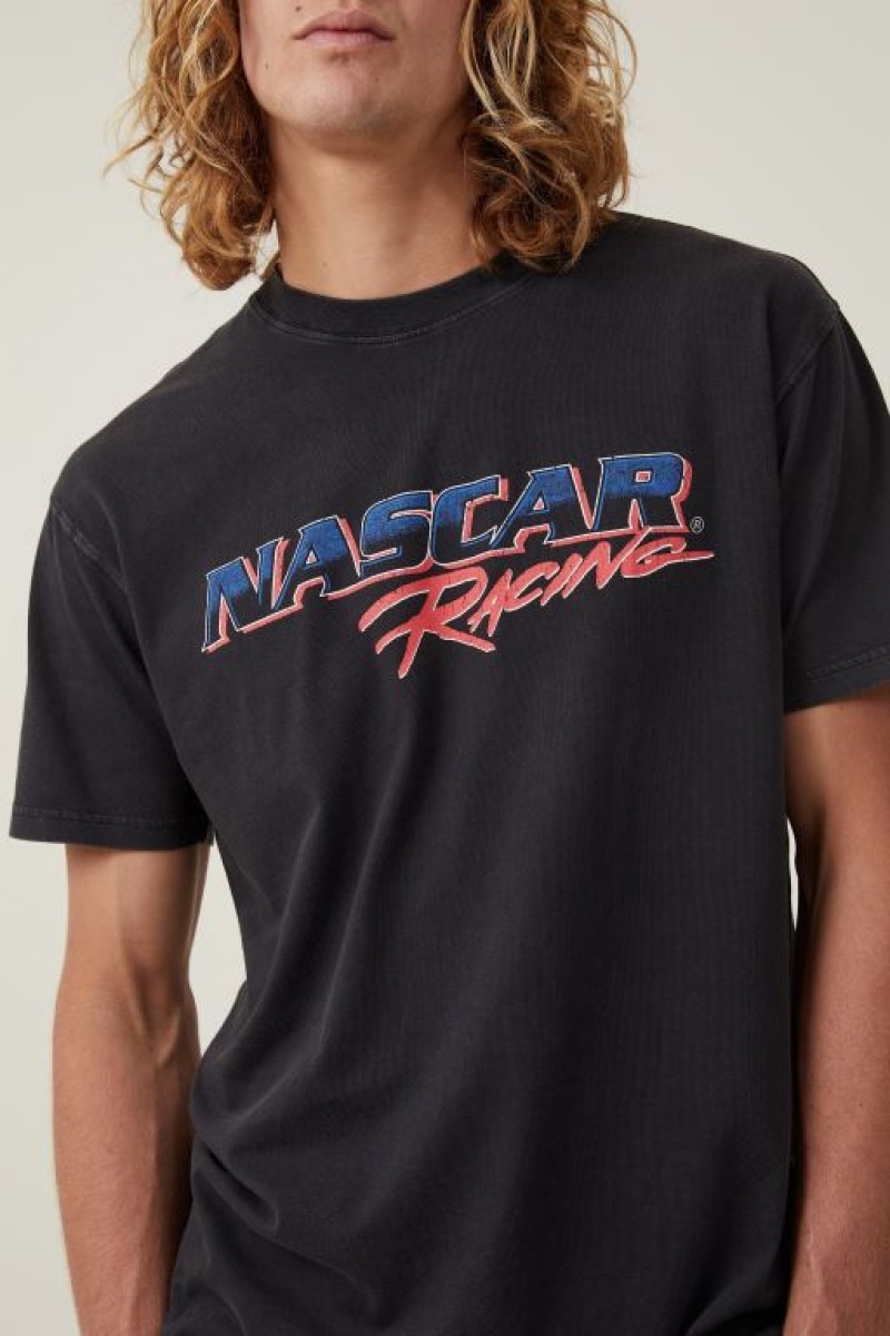 Camisetas Estampadas Cotton On Nascar Loose Fit Hombre Negras | Yz2mybL9W4T