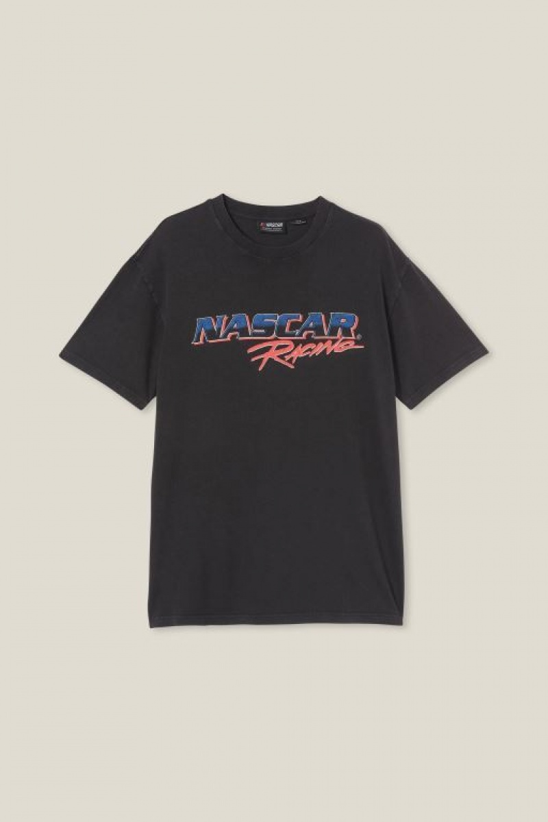 Camisetas Estampadas Cotton On Nascar Loose Fit Hombre Negras | Yz2mybL9W4T