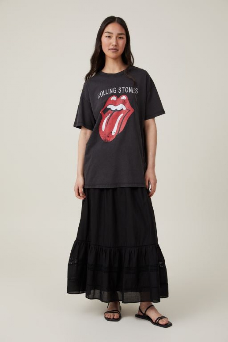 Camisetas Estampadas Cotton On Oversized Rolling Stones Music Mujer Negras | wUItOApx60s