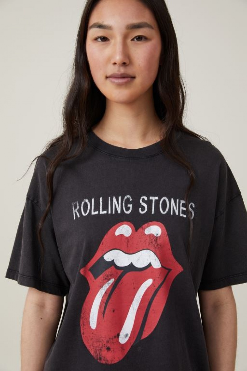 Camisetas Estampadas Cotton On Oversized Rolling Stones Music Mujer Negras | wUItOApx60s