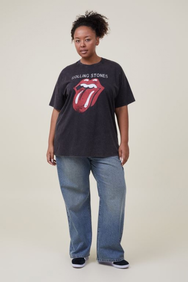 Camisetas Estampadas Cotton On Oversized Rolling Stones Music Mujer Negras | wUItOApx60s