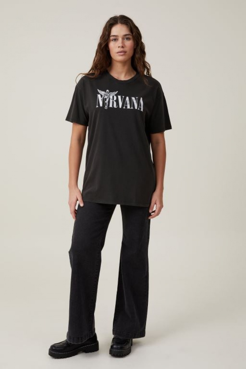 Camisetas Estampadas Cotton On The Oversized Nirvana Mujer Negras | wtW2S44EBvm