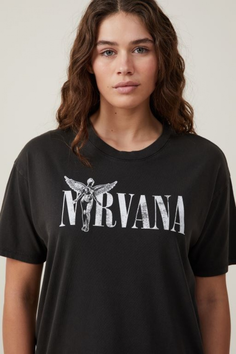 Camisetas Estampadas Cotton On The Oversized Nirvana Mujer Negras | wtW2S44EBvm