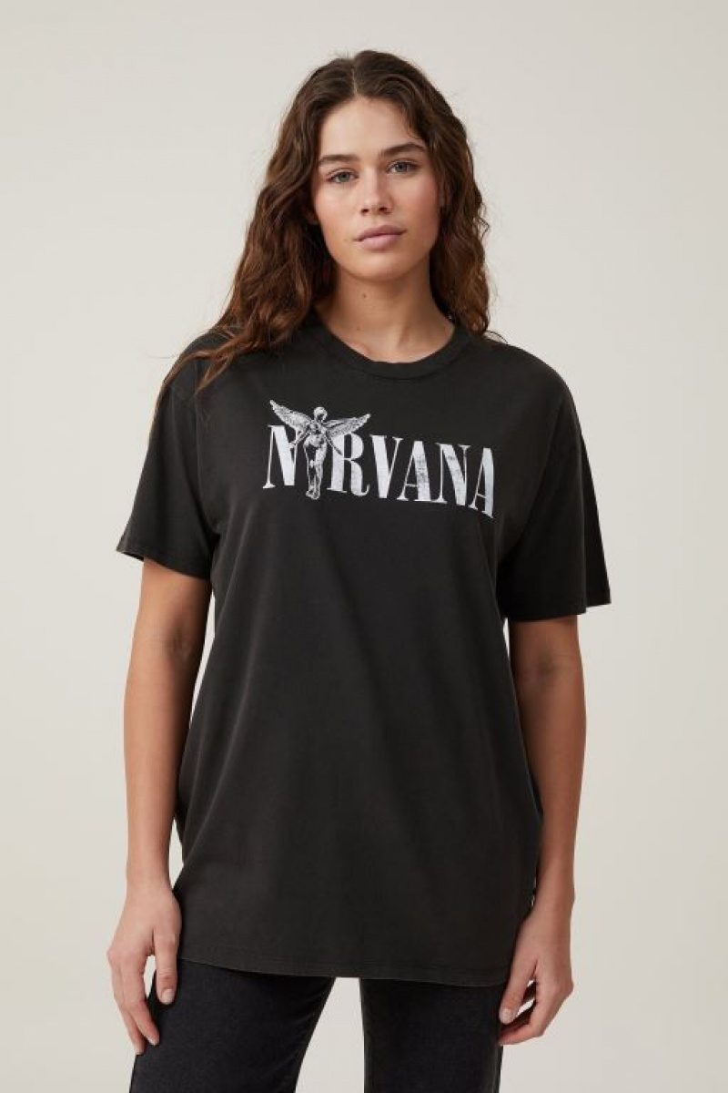 Camisetas Estampadas Cotton On The Oversized Nirvana Mujer Negras | wtW2S44EBvm