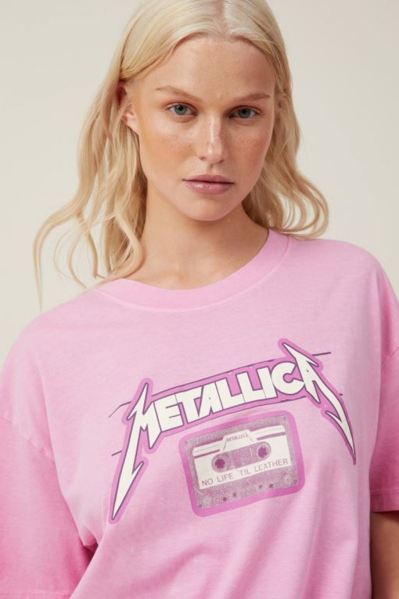 Camisetas Estampadas Cotton On The Oversized Metallica Mujer Rosas | YYo9s9BwkcN